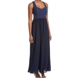 NWT Belle by Badgley Mischka Penelope Maxi Dress Gown Long Navy Sleeveless Sz 10
